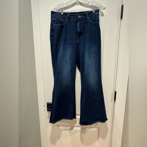 Express Dark Indigo Wide-Leg Flare Jeans